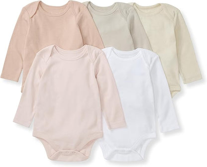 Burt's Bees Baby Organic Cotton Bodysuits – Baby Boy & Girl Short and Long Sleeve One-Pieces, 5-Pack