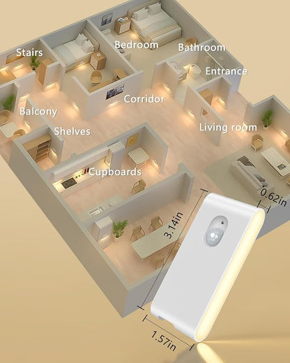 WILLED Rechargeable Night Lights, Warm White Motion Sensor Night Lights, Wireless Stair Lights Indoor for Stairway, Hallway, Kitchen, Closet, Cabinet, Bedroom, Kids' Room(8-Pack)