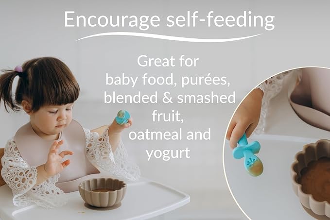 Growing Love Baby Spoons Set, Self Feeding 6 months, Pre-Spoon, Toddler spoon, Baby utensils, training spoon, cuchara bebe, blw, 100% silicone, Anti choke shield