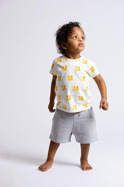 Monica + Andy Crewneck Tee, 100% Organic Cotton Clothes for Girls & Boys, Printed T-Shirt Sizes for Kids, Toddler & Baby