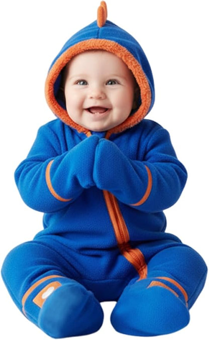 PATPAT Fleece Hooded Footed Clothes, Soft Warm Footie Covers, Car Seat Friendly, Easy Zip,Cute Romper Newborn Infant Jumpsuit