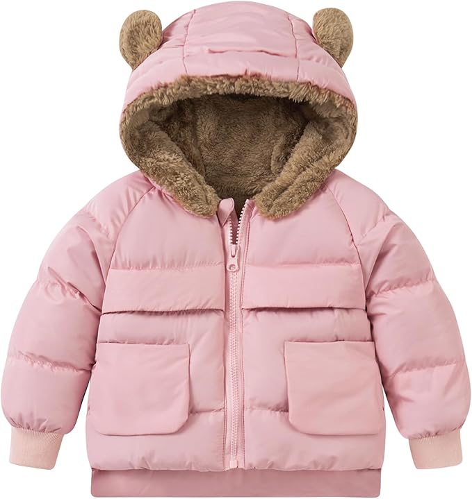 TUONROAD Baby Girls Coats for 6 Months-5 Years Toddlers Boy Winter Jacket Warm Bear Hooded Outdoor Coats Size 5