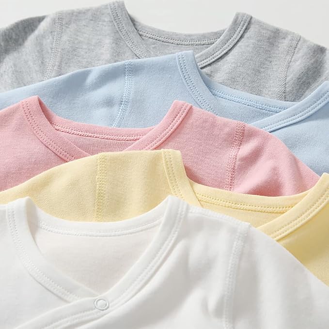 Baby Long Sleeve Side-snap Cotton Shirt Unisex Newborn Girls Boys Kimono Tee Shirts Top