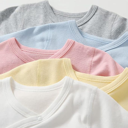 Baby Long Sleeve Side-snap Cotton Shirt Unisex Newborn Girls Boys Kimono Tee Shirts Top