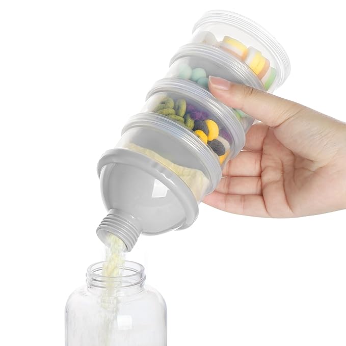 Accmor Formula Dispenser On The Go, 4 Compartments Stackable Formula Container for Travel, Baby Milk Powder Kids Snack Container, BPA Free ﻿