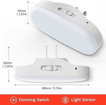 DORESshop Red Night Light, Auto On/Off, 0-100 LM Adjustable Brightness, Dimmable Plug Into Wall Light Sensor Night Light for Kids Room, Bedroom, Stair Lights, 1W, 2 Pack