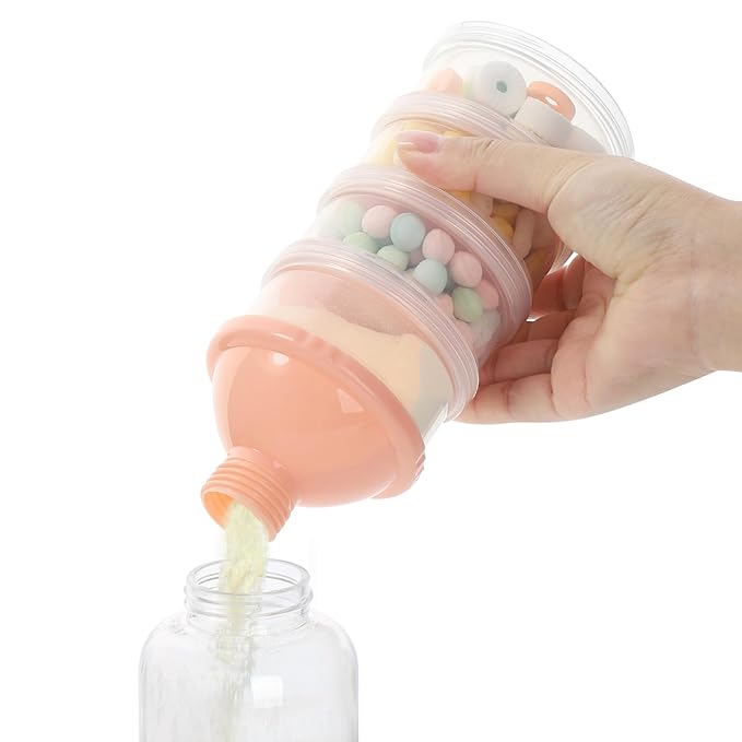 Accmor Formula Dispenser On The Go, 4 Compartments Stackable Formula Container for Travel, Baby Milk Powder Kids Snack Container, BPA Free ﻿