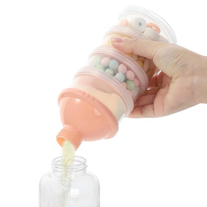 Accmor Formula Dispenser On The Go, 4 Compartments Stackable Formula Container for Travel, Baby Milk Powder Kids Snack Container, BPA Free ﻿