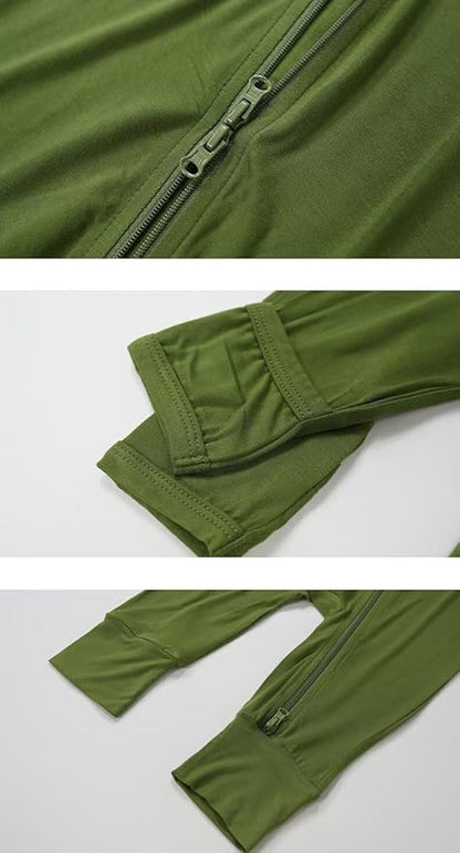 Teach Leanbh Baby Boys Girls 2 Pack Bamboo Viscose Pajamas with Mitten Cuffs 2 Way Zipper Long Sleeve Romper Sleep and Play