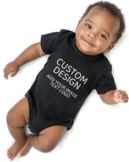 Custom Baby Romper 0-18 Months Personalized Onesie Add Name/Photo 100% Cotton Unisex Newborn Boy & Girl Outfits Gifts