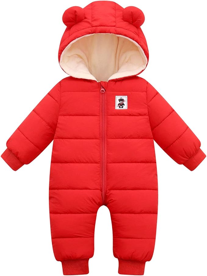 Happy Cherry Baby Snowsuit Winter Coat Warm Hoodie Romper Puffer Jacket
