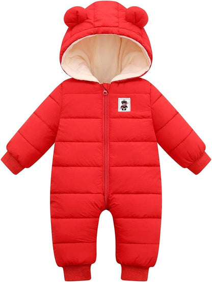 Happy Cherry Baby Snowsuit Winter Coat Warm Hoodie Romper Puffer Jacket