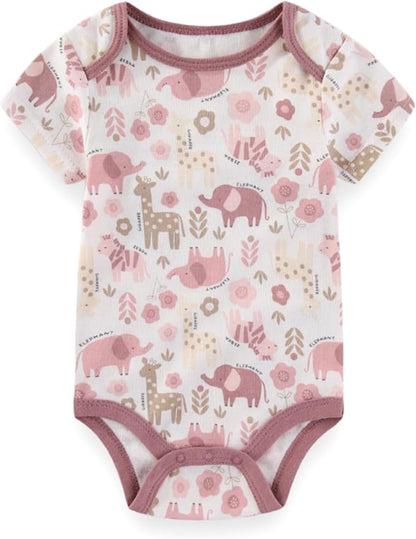 Baby Boy Girl Bodysuit 5 Pack Cotton Short Sleeve Romper Soft Baby Clothes Outfit 0-12 Month