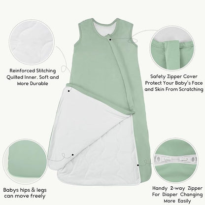 Yoofoss Rayon Made from Bamboo Baby Sleep Sack 6-12 Months 1.0 Tog Baby Wearable Blanket, Super Soft Infant Toddler Sleeping Sack 2-Way Zipper