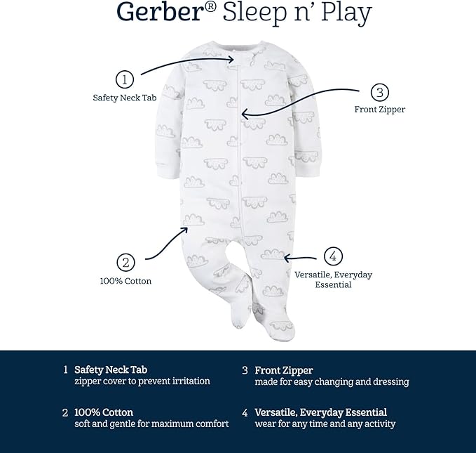 Gerber Baby Girls 4 Pack Sleep 'N Play Footie