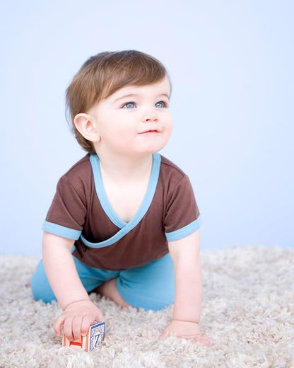 Babysoy Unisex Baby Toddler Short Sleeve Wrap Around Kimono Tee Shirt