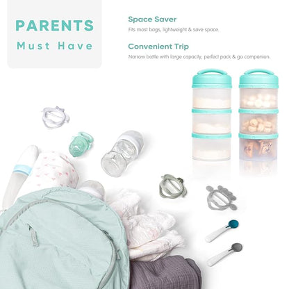 Termichy Stackable Formula Dispenser Portable Milk Powder Container, 2 Pack, Mint