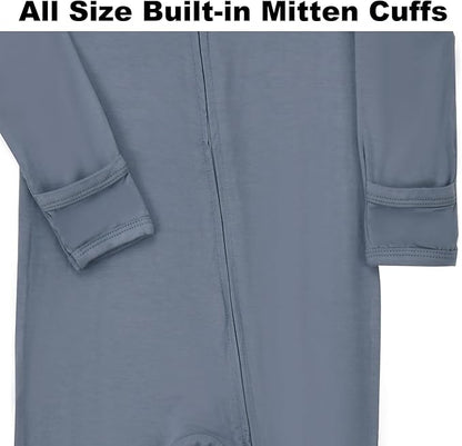 Aablexema Baby Footless Pajamas Zipper with Mitten, Rayon from Bamboo, Infant Long Sleeve Romper Pjs