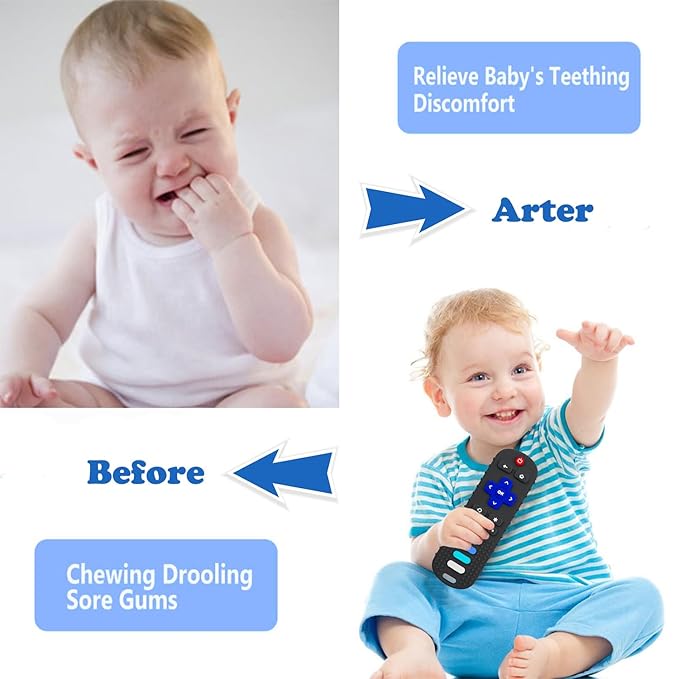 Baby Teething Toys, Silicone Teethers for Babies, Cute Remote Control Shape Teething Toys, Chew Toys for Boys and Girls Teether Early Educational Sensory Toy