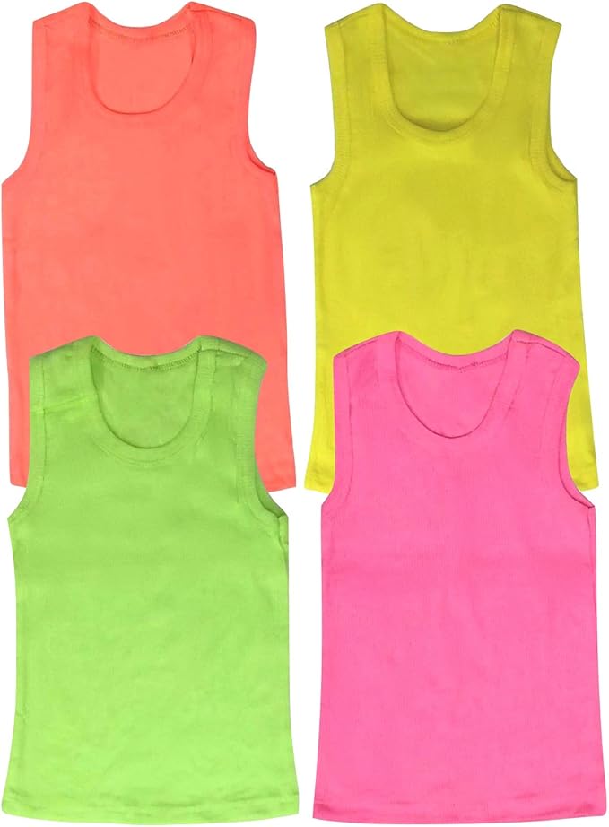 ToBeInStyle Girl's 4 Pack Ruffle Hem Cotton Tank Tops