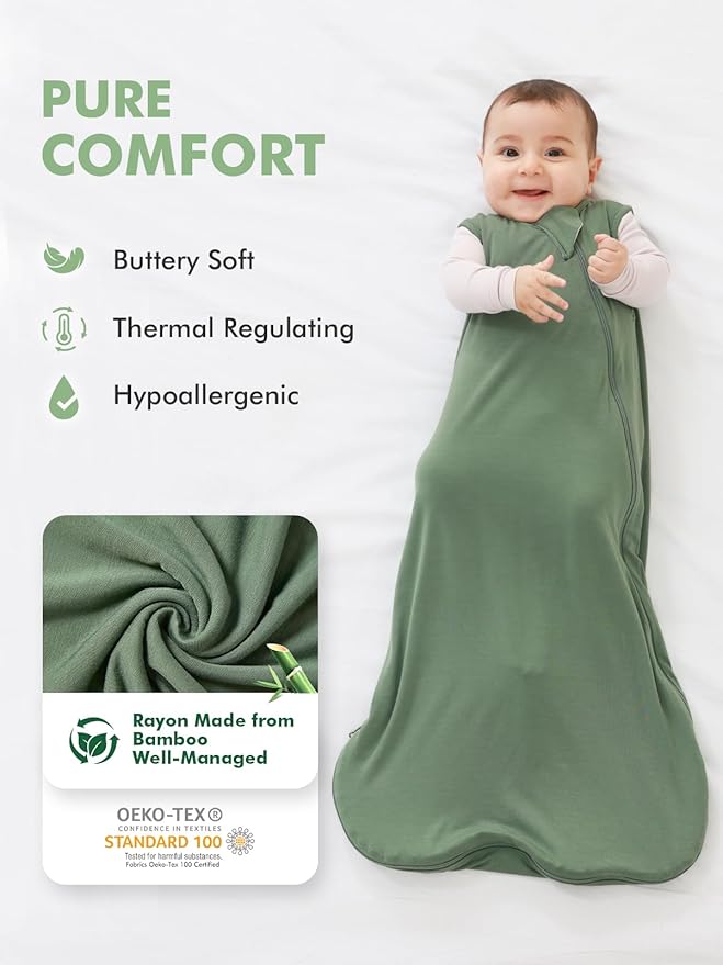 HAPIU Unisex Rayon Made from Bamboo Baby Sleep Sack TOG 0.5, 2-Way Zipper YKK, Wearable Blanket Toddler