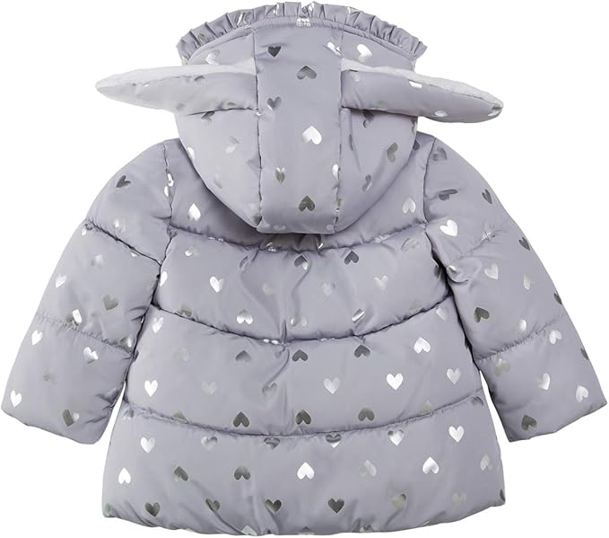 Rokka&Rolla Baby Girls' Water-Resistant Soft Mini Fur Lined Puffer Jacket Winter Coat for Newborn Infant Toddler