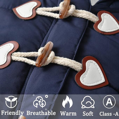 Baby Winter Snowsuit Warm Hooded Coat Onesie Romper Jumpsuit with Footed Gloves for Boys Girls 3-24 Months