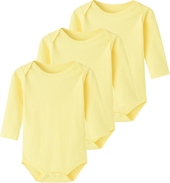 Enfants Chéris Baby Long Sleeve Bodysuit Newborn-24 Months 100% Cotton Pack of 3