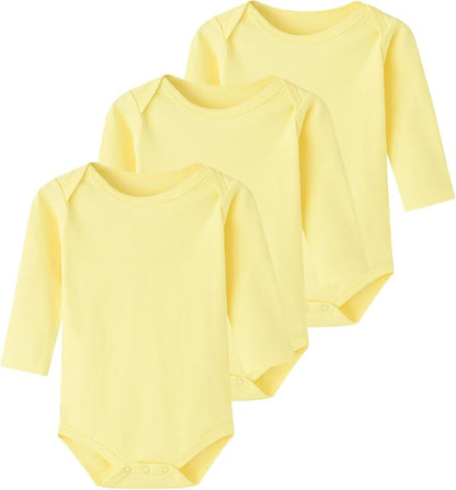 Enfants Chéris Baby Long Sleeve Bodysuit Newborn-24 Months 100% Cotton Pack of 3