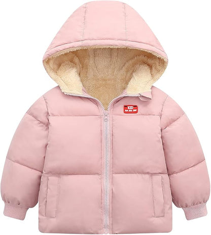 Baby Girl Winter Fleece Coat Toddler Boy With Hood Puffer Jacket Down Outerwear