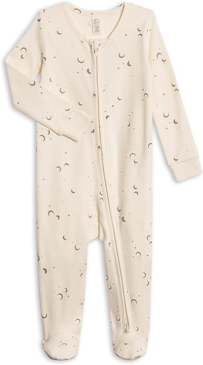 Colored Organics Baby Zip-Up Footed Sleeper with 2-Way Zipper - Newborn Organic Cotton Pajamas