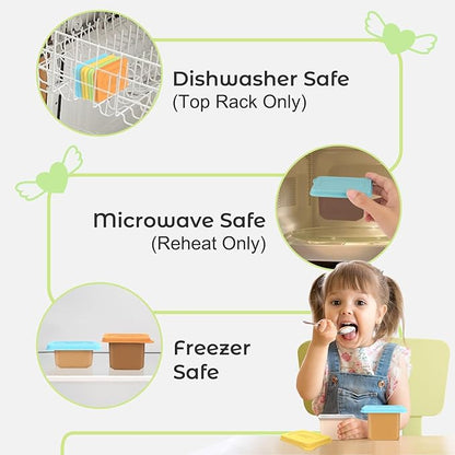 Baby Food Lids Compatible with Gerber Food Containers, BPA Free Silicone Baby Food Containers Lids for Baby Food Storage, Reusable and Dishwasher Safe - 4 Pack (Container not Included)