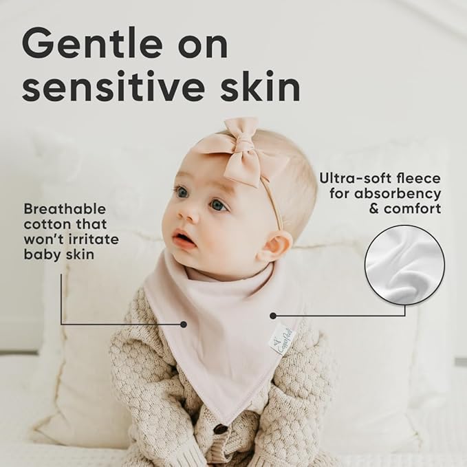 Copper Pearl 4 Pack Soft Cotton Baby Bibs for Drooling and Teething, Absorbent Drool Bibs for Baby Girl and Boy, Adjustable to Fit Newborns to Toddlers, Tons of Styles (Ferra)