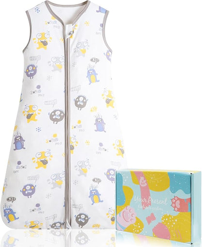 XUNTA 0.5 TOG Sleep Sack 100% Cotton Wearable Blanket, Summer Lightweight Toddler Sleeping Bag with 2-Way Zipper for Boy Girl