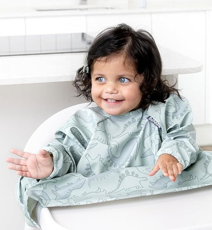 BIBaDO - Long Sleeve Baby Bibs - Babies & Toddlers 6-36 Months - Coverall Baby Led Weaning Bib - Easy Wipe, Soft & Waterproof
