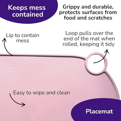 doddl Baby First Utensil Feeding Set (6–12 Months) – Baby Cutlery + 2-in-1 Suction/Non-Slip Bowl + Easy-Clean Placemat – BLW Weaning Kit Dusky Rose