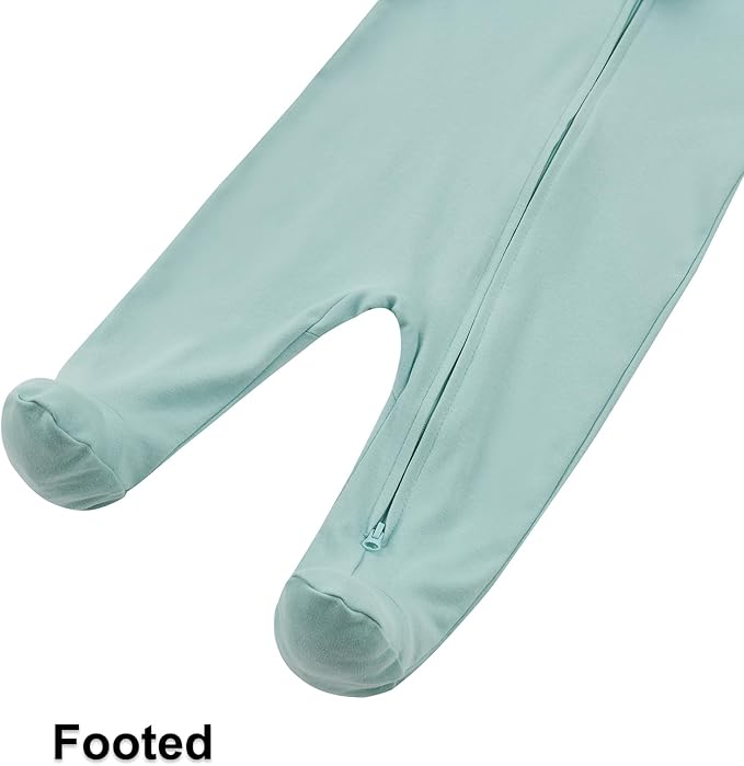 Aablexema Baby Organic Cotton Footed Pajamas Zip Up Preemie Newborn One Piece Long Sleeve Onesie Pjs