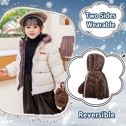 Fairy Baby Infant Baby Winter Coat Cute Teddy Bear Hooded Jacket Warm Fleece Outerwear Windproof Toddler Boys Girl 6M-4T