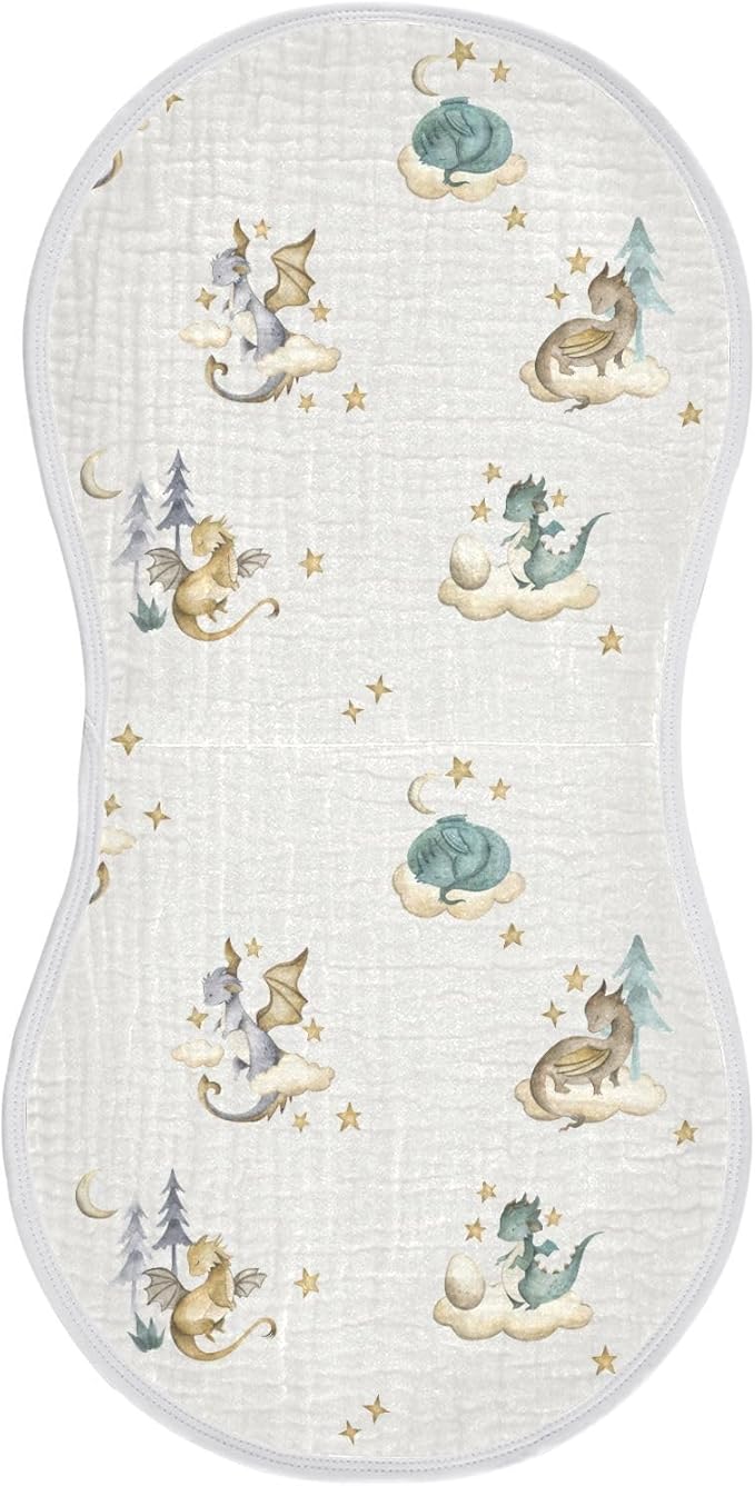 Vvfelixl Baby Burp Cloths Dragon Newborn Cotton Burping Set Washcloths 4 Pack