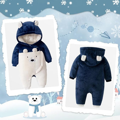Fairy Baby Newborn Baby Snowsuit Bear Suit Romper Winter Warm Coat Infant Fleece Footie Jumpsuit for Girls Boys 0-18M