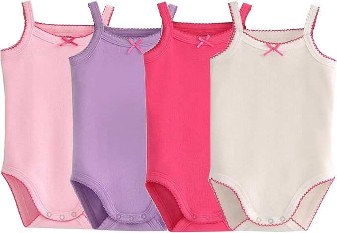 Girls Spaghetti Strap Bodysuit Sleeveless Tank Top Cotton One-Pieces Pack of Summer Baby Clothes Outfit