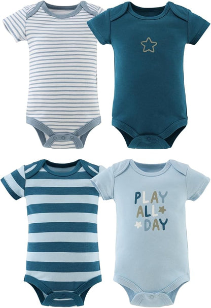 The Peanutshell Baby Boy Bodysuits - Newborn to 24 Months Baby Boy Clothes, 100% Cotton Infant Outfits - Star Stripe