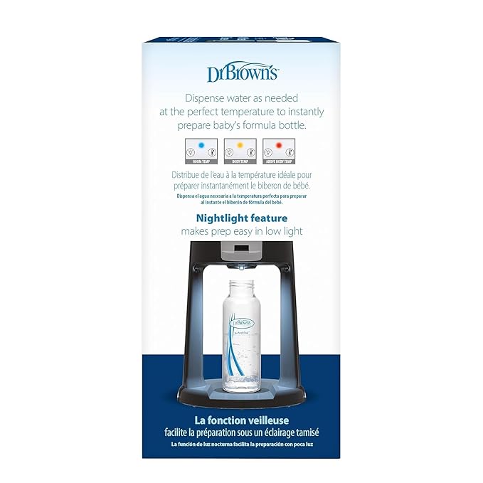 Dr. Brown's Insta-Prep Warm Water Dispenser to Instantly Prepare Baby’s Formula Bottle,Large Capacity Glass Tank with 3 Temperature Settings,Black