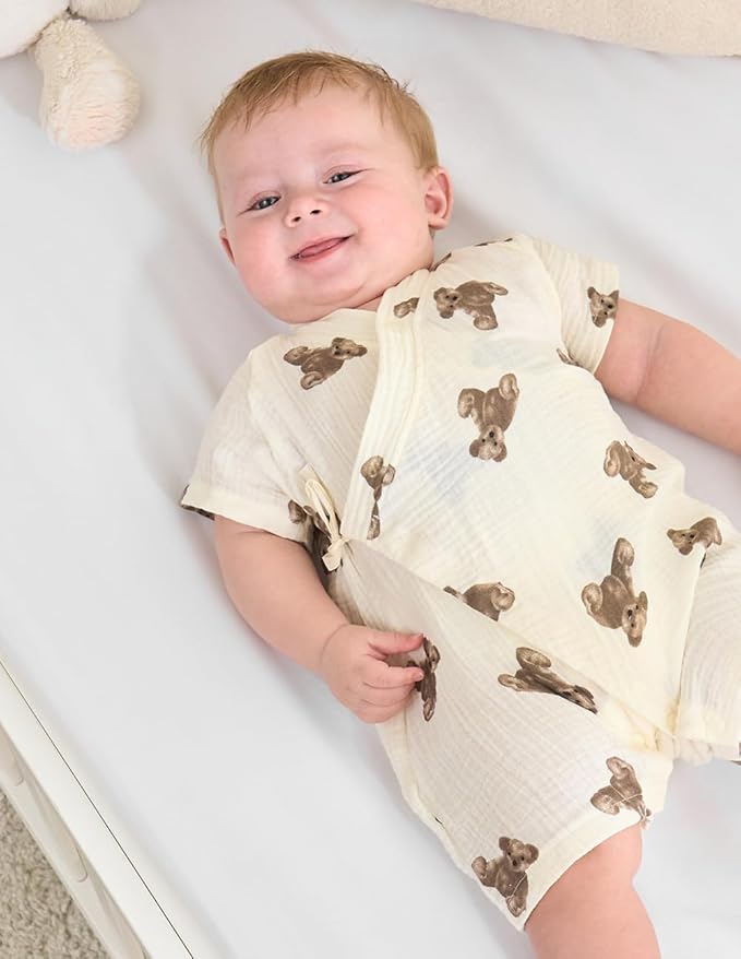 BINIDUCKLING Baby Kimono Robes Cotton Muslin Outfit Clothes Newborn - 24 Months