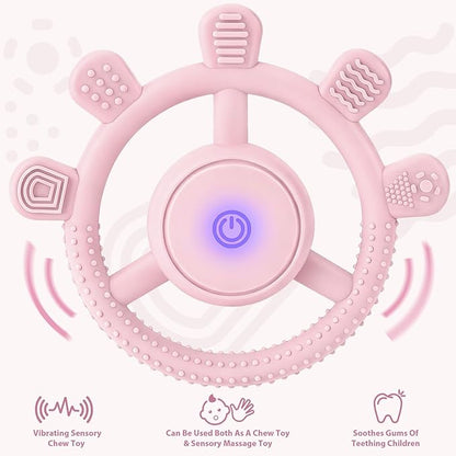 Vibrating Teether for Baby, Sensory Chew Toys for Autistic Children & Teething Toys for Babies 6-18 Months, USB Chargeable & 3X Vibration Settings. Toddler Travel Essential, Autism Sensory Products