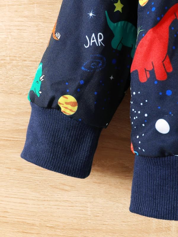 Baby Boys Fleece Jacket Cartoon Dinosaur Hooded Outerwear Toddler Fall Winter Warm Clothes