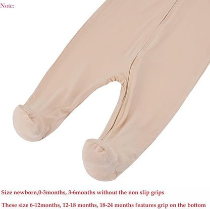 Aablexema Baby Zipper Pajamas Bamboo Rayon, 3pcs Unisex Infant Onesie with Mitten Long Sleeve Footed Pjs