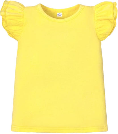 12M-14Y Toddler Baby Girls T Shirt Solid Color Blouse Ruffle Top Cotton Casual Tees Plain Shirt