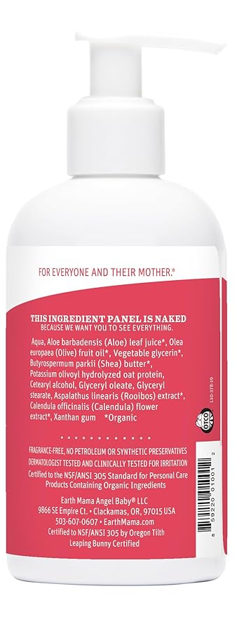 Earth Mama Simply Non-Scents Baby Lotion for Dry Skin, Calendula Cream for Newborn Skin Care, Organic Moisturizer for Children with Aloe Juice, Rooibos, & Shea Butter, Fragrance Free, 8-Fl oz (2-Pk)
