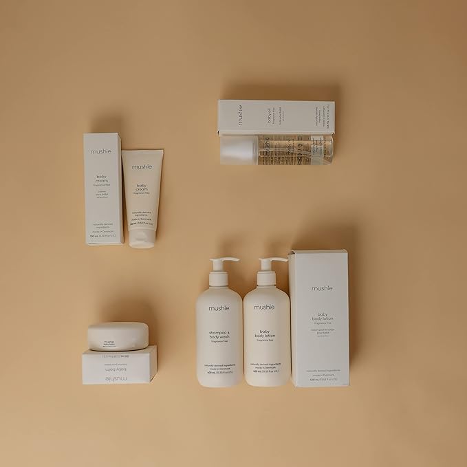 mushie Organic Baby Oil | Hypoallergenic, Lightweight to Prevent Moisture Loss | Certified COSMOS ORGANIC | Made in Denmark, 4.9 fl oz (145 mL)